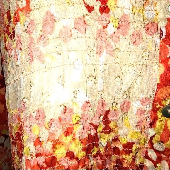 Hope Springs Orange Sunset Clip Dot Sheer Top & Cream Cami Blouse Plus Size 2XL - Picture 5 of 12